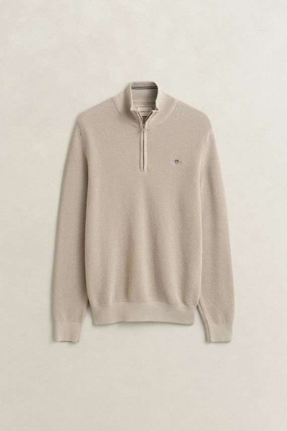 Micro Textured Cotton Half Zip