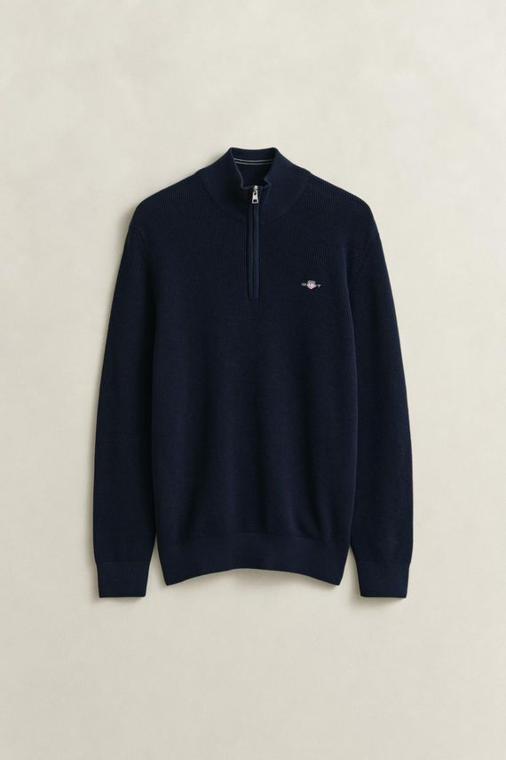 Micro Textured Cotton Half Zip