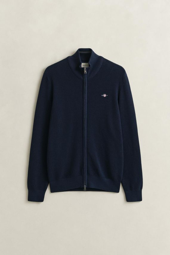 Micro Textured Cotton Zip Cardigan