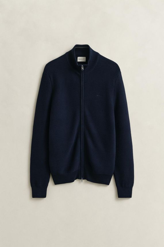 Cotton Texture Zipped Cardigan