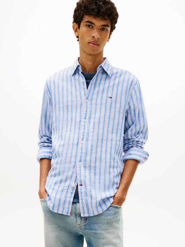 Tjm Reg Linen Mx Strp Shirt Ext