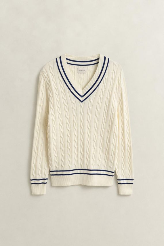 Cotton Cable V-neck