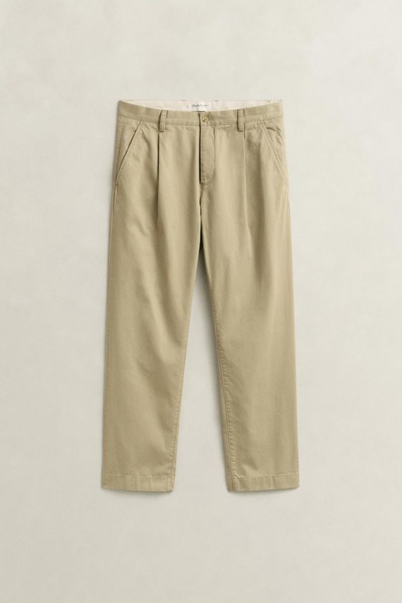 Reg Pleated Cotton Twill Chinos