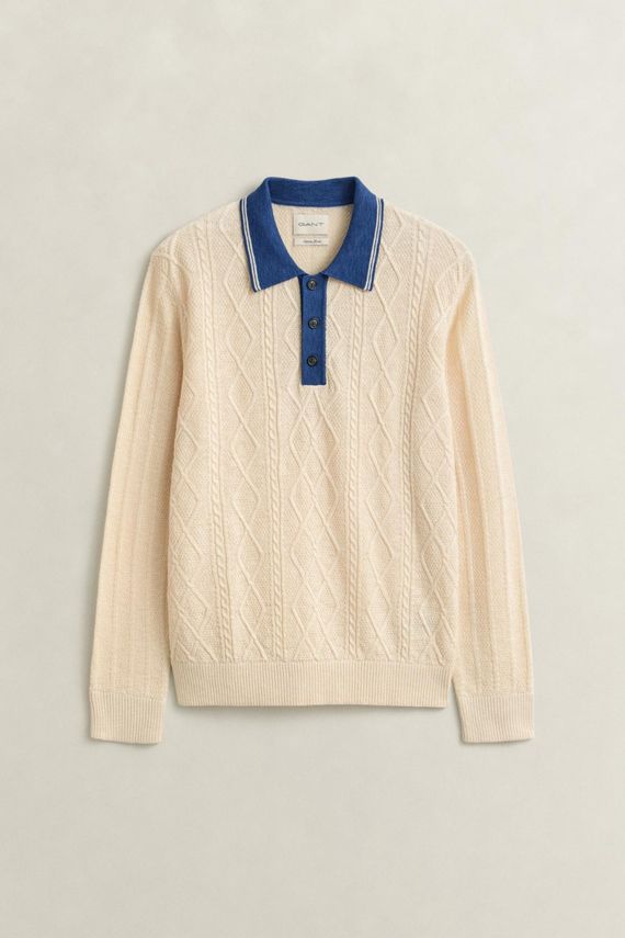Linen Cotton Silk Blend Cable Polo