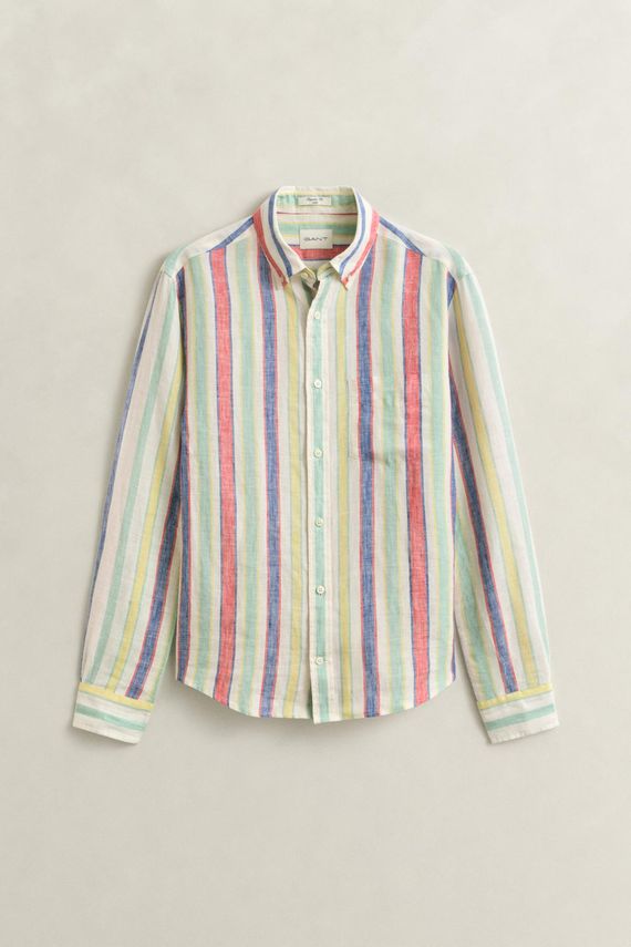 Reg Multistripe Linen Shirt