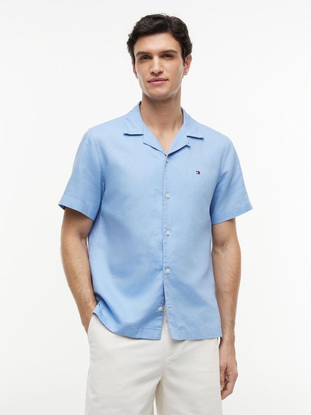 Linen Blend Solid Ss Rf Sht