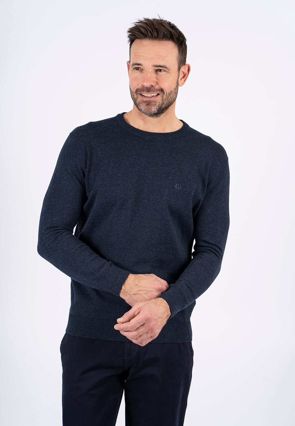 Pre End - Malcom Bomuldsstrik Med O-hals I Navy