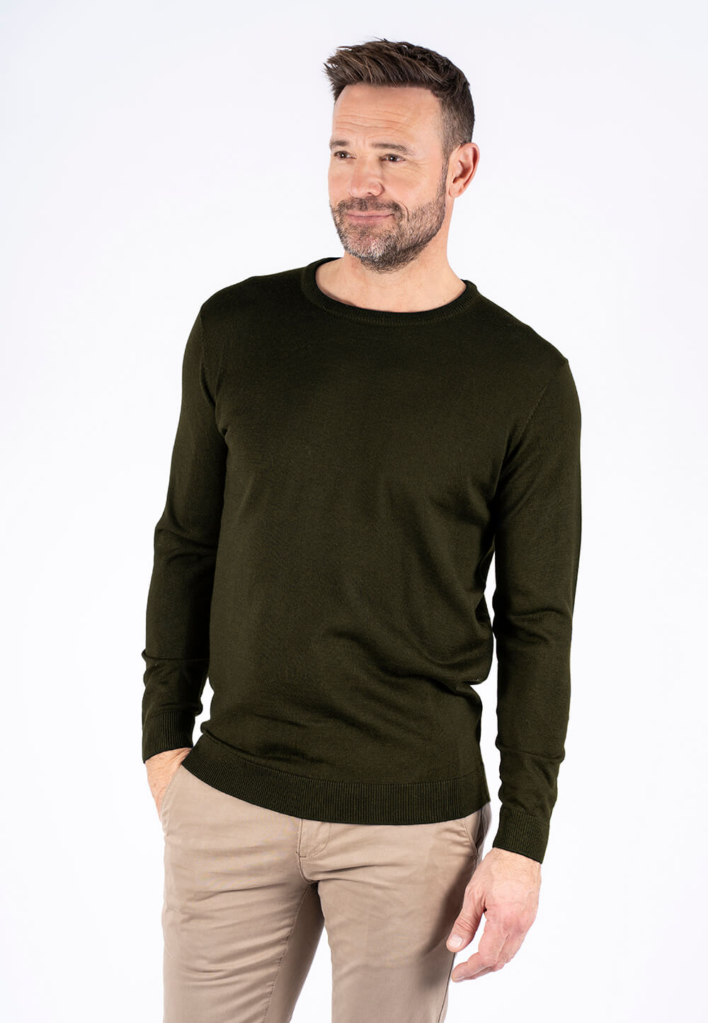 Pre End - Gordon Merino Strik Med O-hals I Army