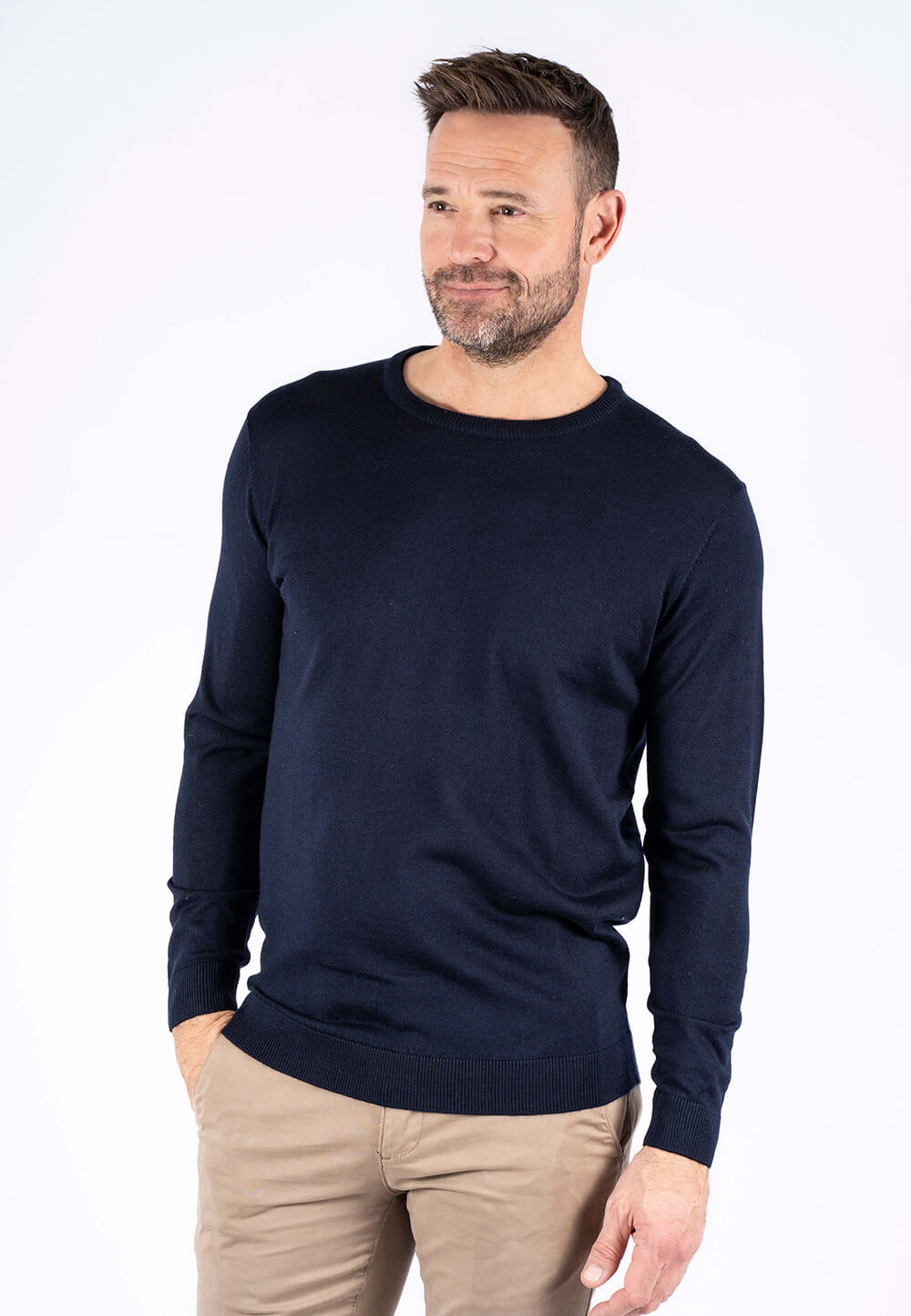 Pre End - Gordon Merino Strik Med O-hals I Navy