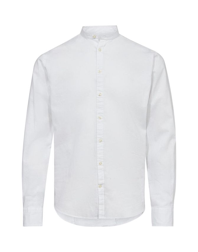 China Collar Linen L S Shirt
