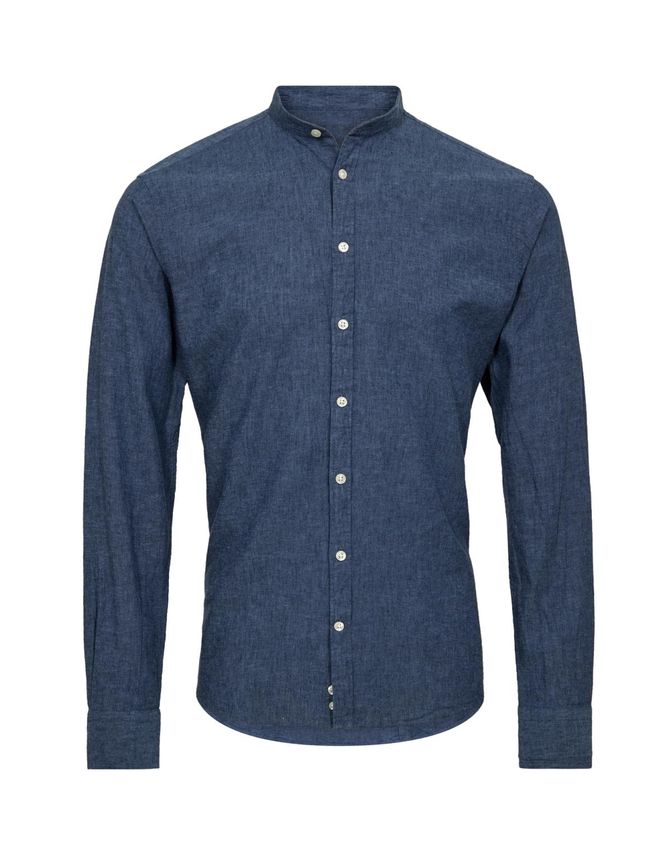 China Collar Linen L S Shirt