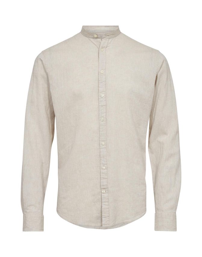 China Collar Linen L S Shirt