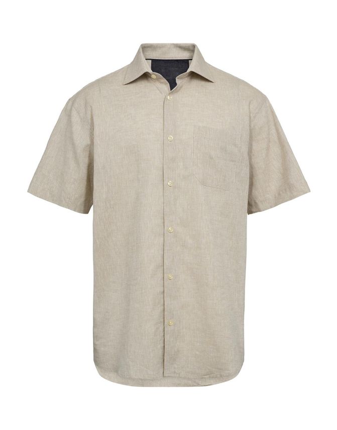 Reg  Fit Linen  S S Shirt