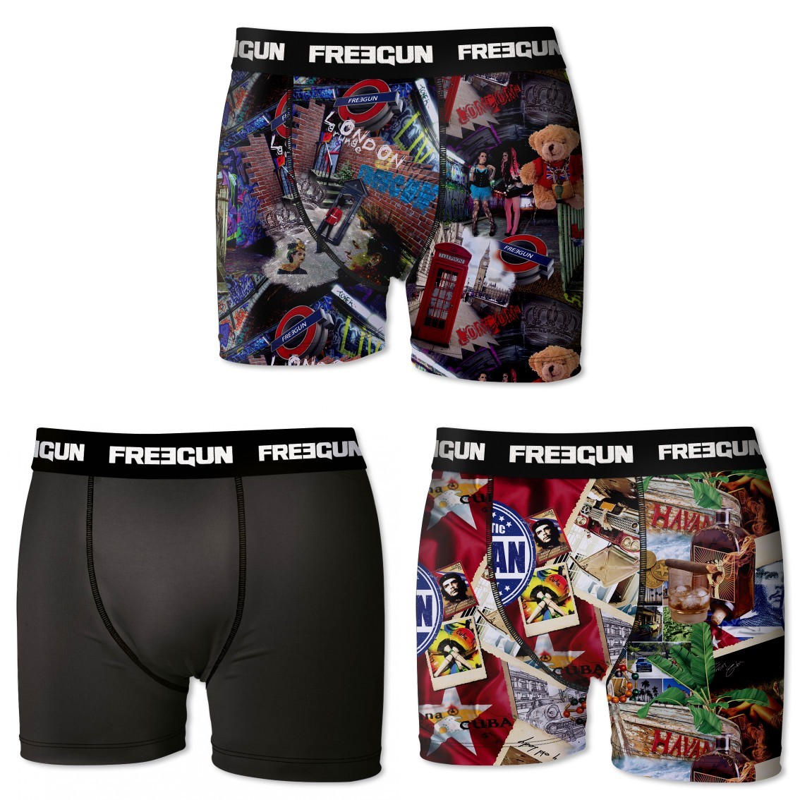 3-pack Microfiber Boxershorts - London  Cuba Og Sort - Freegun