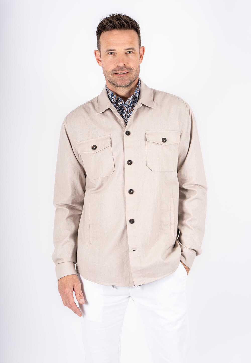 Pre End - Halton Overshirt   Hørskjorte I Sand