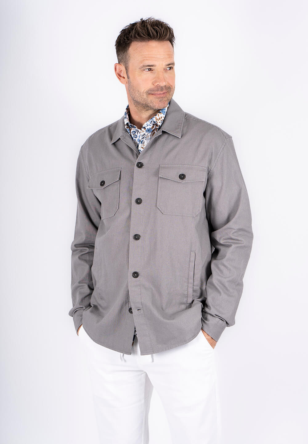 Pre End - Halton Overshirt   Hørskjorte I Grå