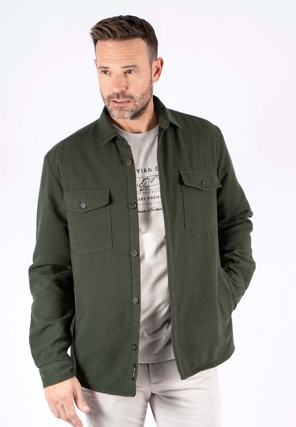 Pre End - Noland Overshirt Med Foer I Grøn