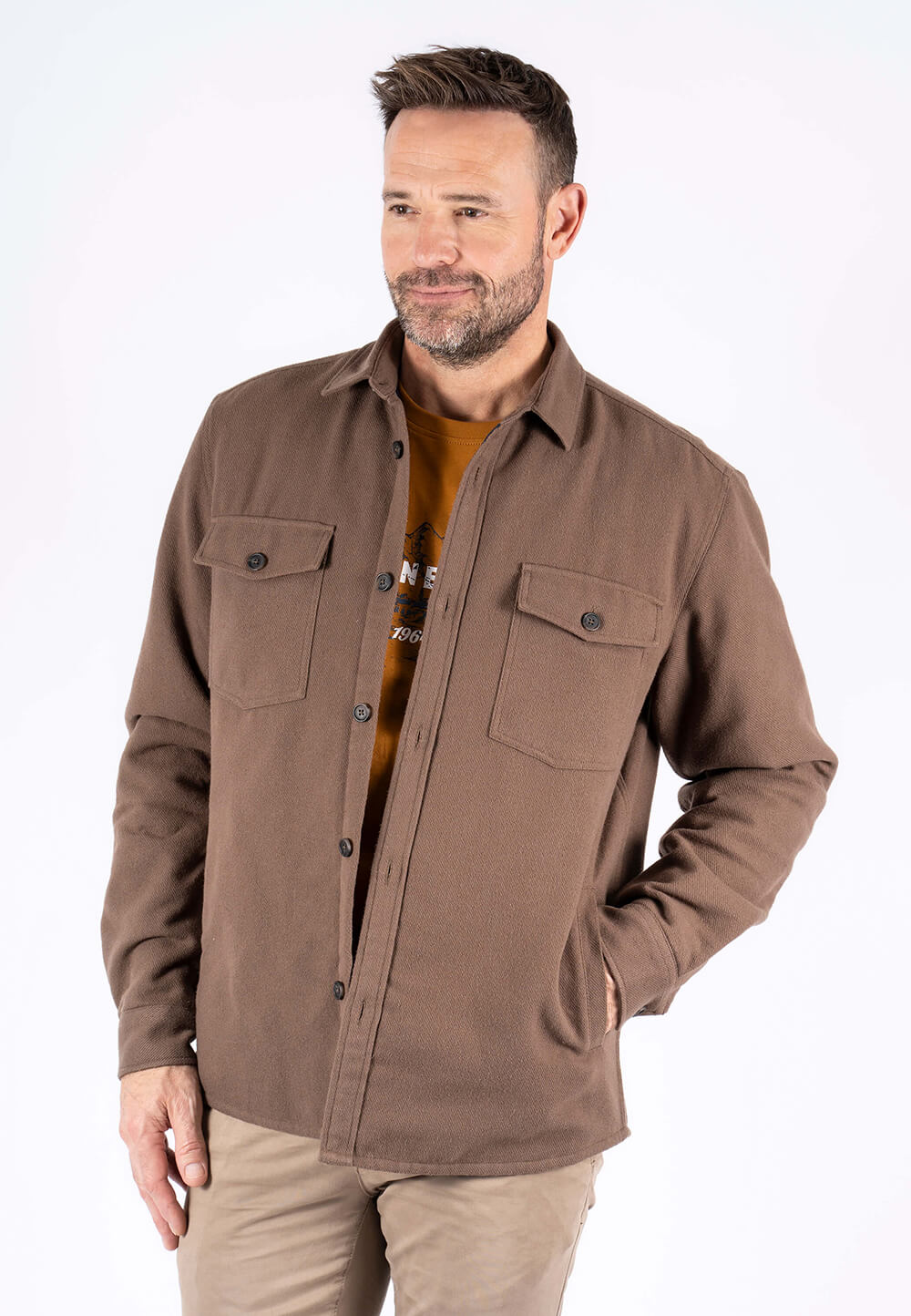 Pre End - Noland Overshirt Med Foer I Brun