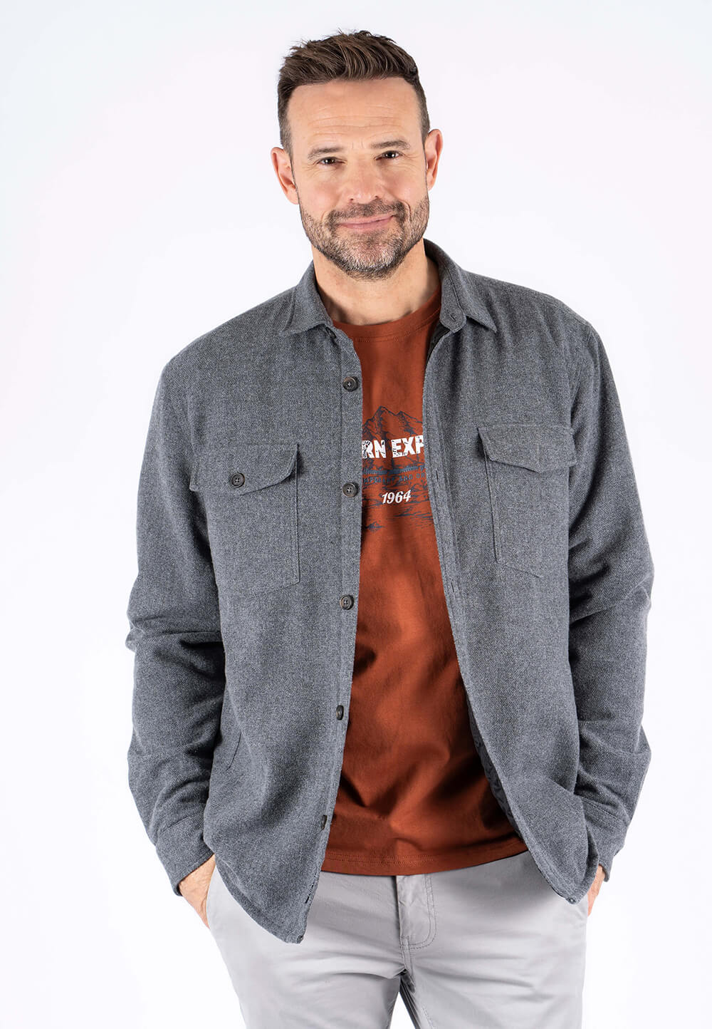 Pre End - Noland Overshirt Med Foer I Grå