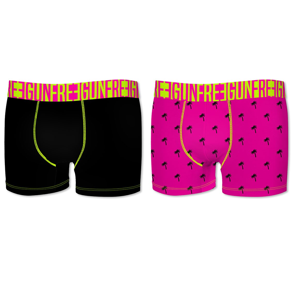 2-pack Microfiber Boxershorts - Sort Og Lyserød - Freegun