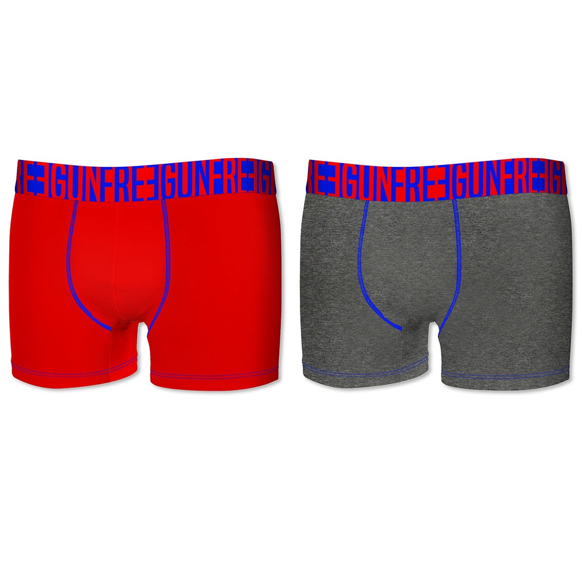 2-pack Microfiber Boxershorts - Rød Og Grå - Freegun