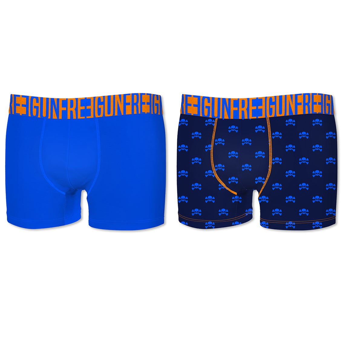 2-pack Microfiber Boxershorts - Blå Og Mørkeblå Mønstret - Freegun