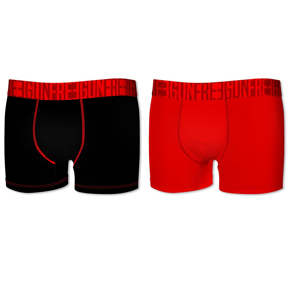 2-pack Microfiber Boxershorts - Sort Og Rød - Freegun