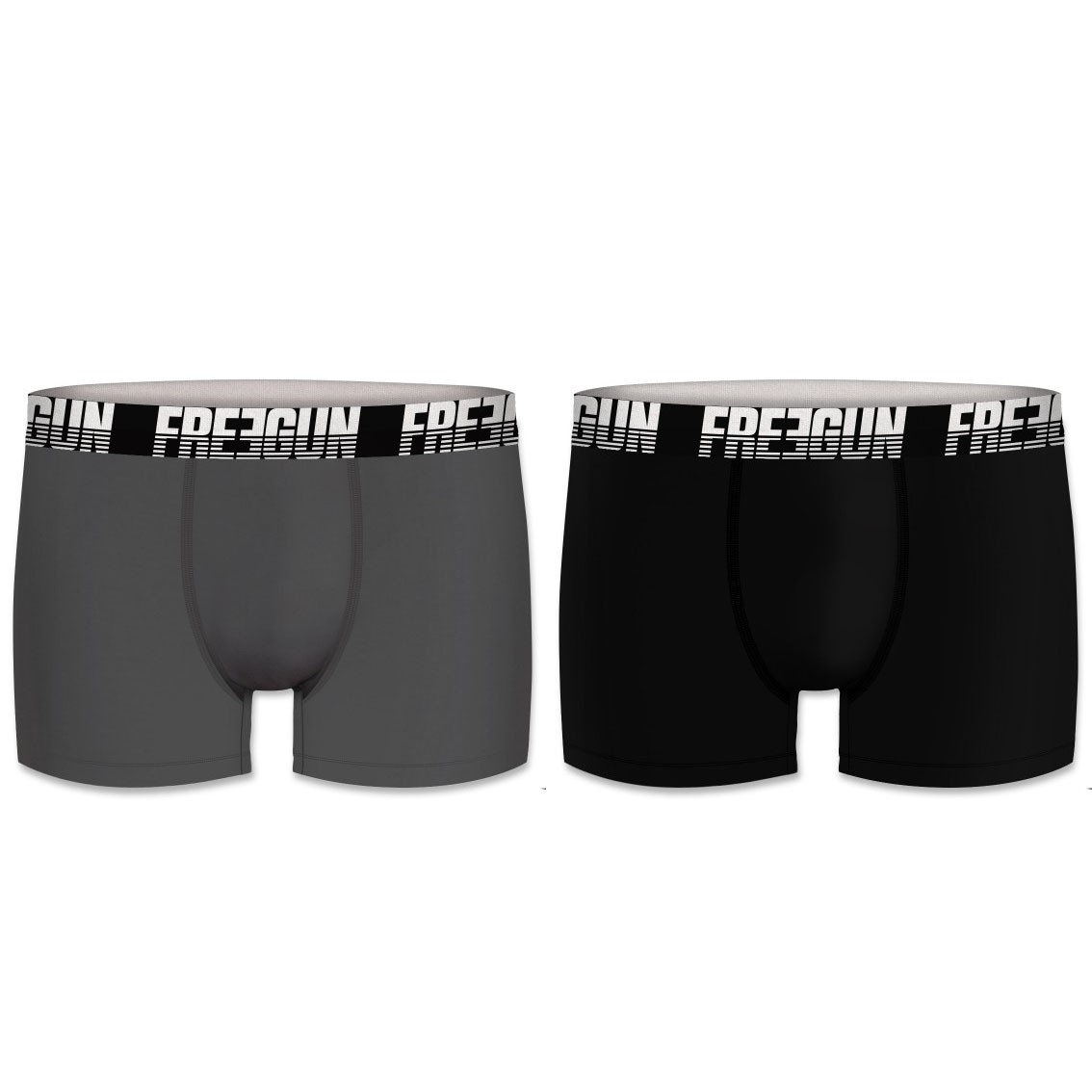 2-pack Microfiber Boxershorts - Sort Og Grå - Freegun