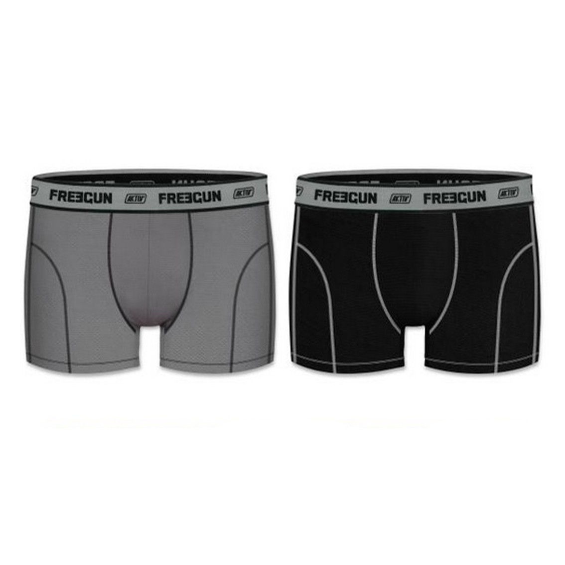 Sports Boxershorts I Microfiber - Sort Og Grå Mesh - Freegun