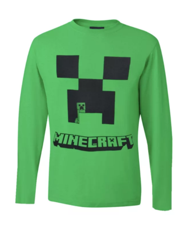 Minecraft Creeper Langærmet T-shirt - 6-12 år - Logo