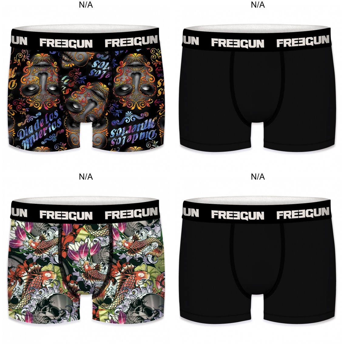 4-pack Microfiber Boxershorts - 2x Funky Og 2x Sort - Freegun