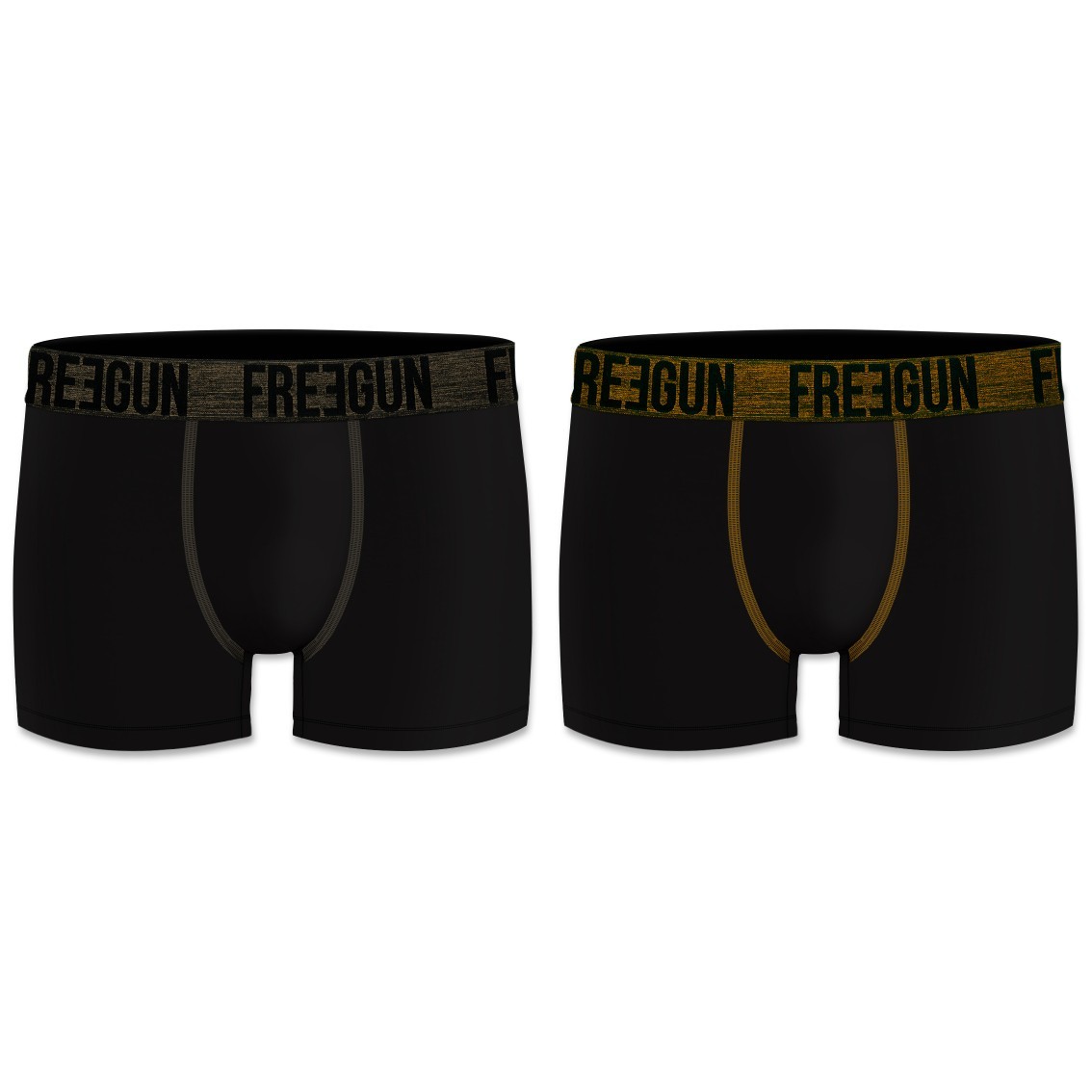 2-pack Microfiber Boxershorts - Sort Sølv Og Sort Guld - Freegun