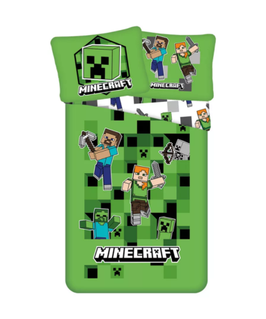 Minecraft Sengetøj - Grøn   Hvid