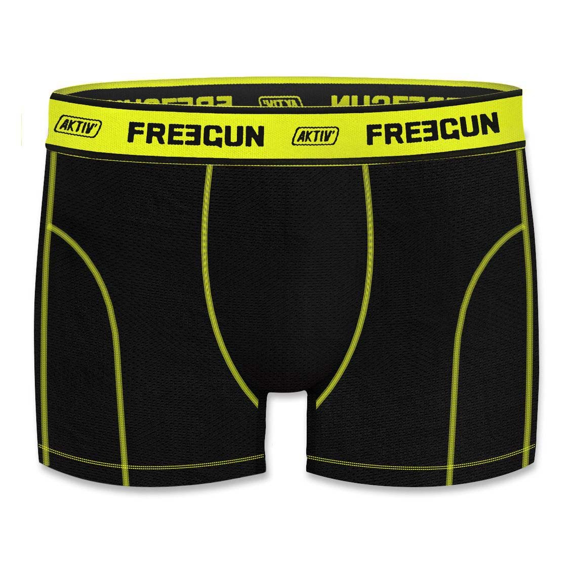 Sports Boxershorts I Microfiber - Sort-gul Mesh - Freegun