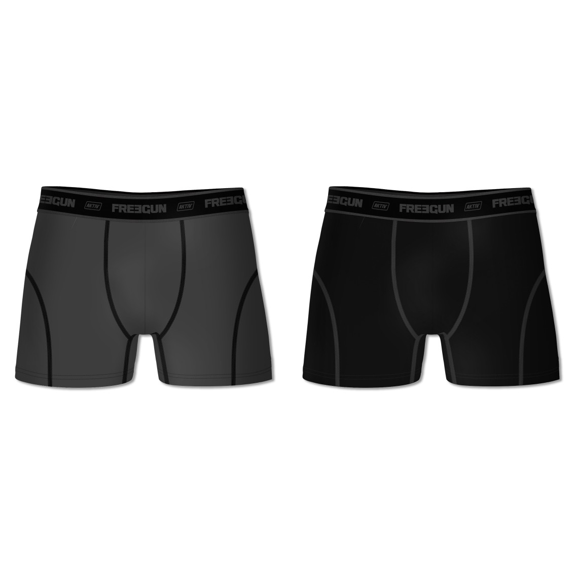 2-pack Sports Boxershorts I Microfiber - Grå-sort - Freegun