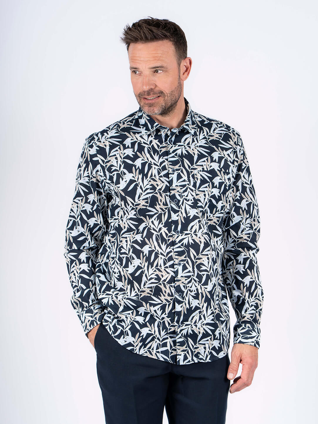 Pre End - Walter Printet Skjorte I Navy