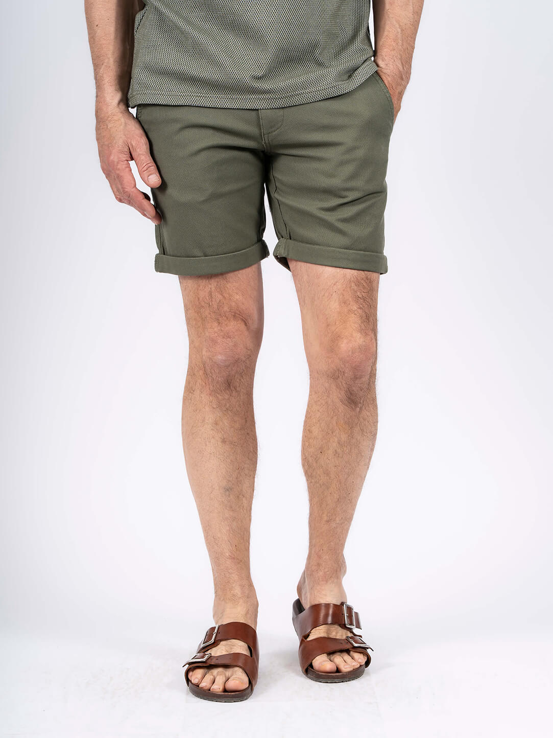 Pre End - Thomas Shorts Med Struktur I Army Grøn