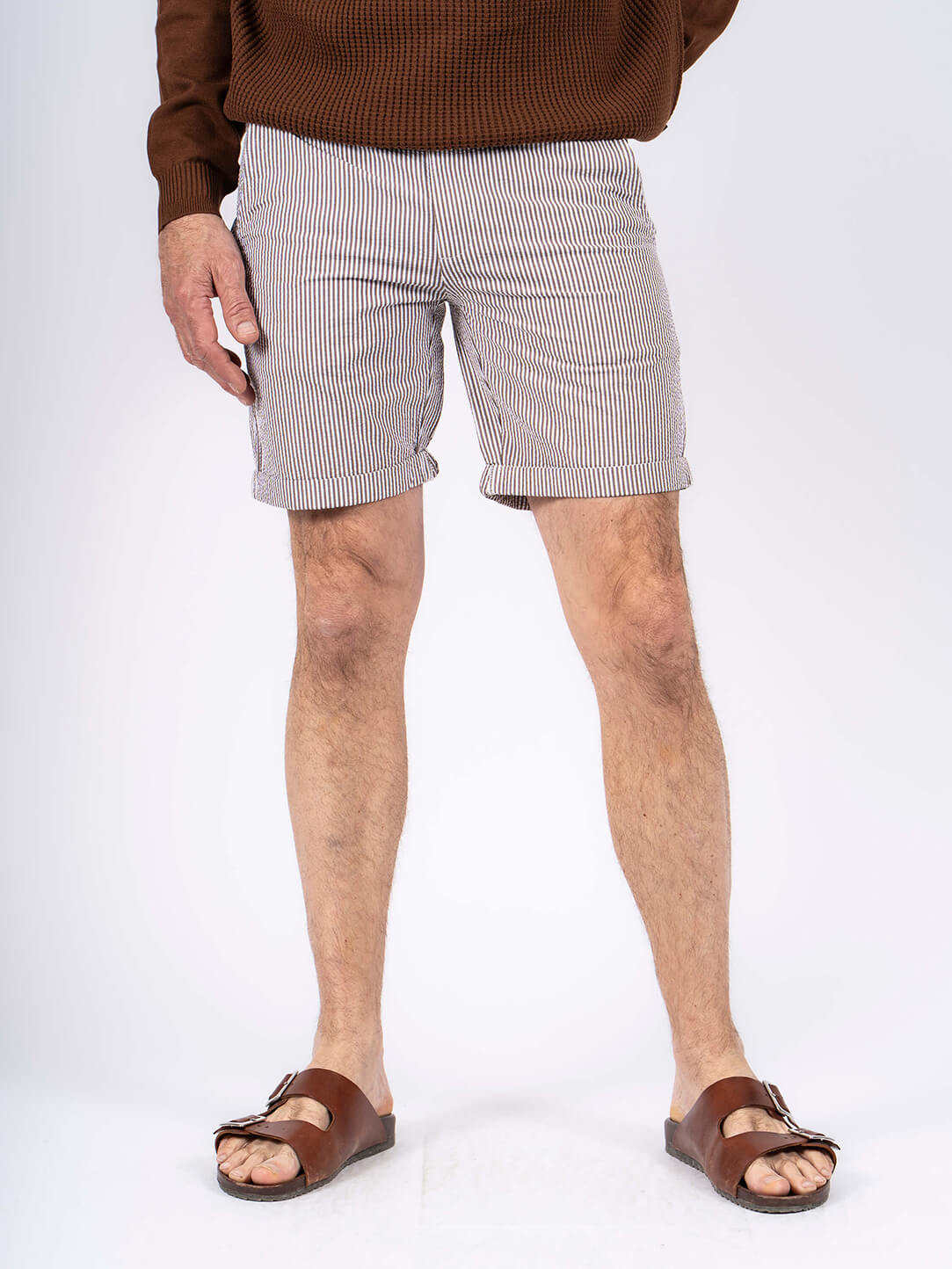 Pre End - Brian Stribede Shorts I Hvid Brun