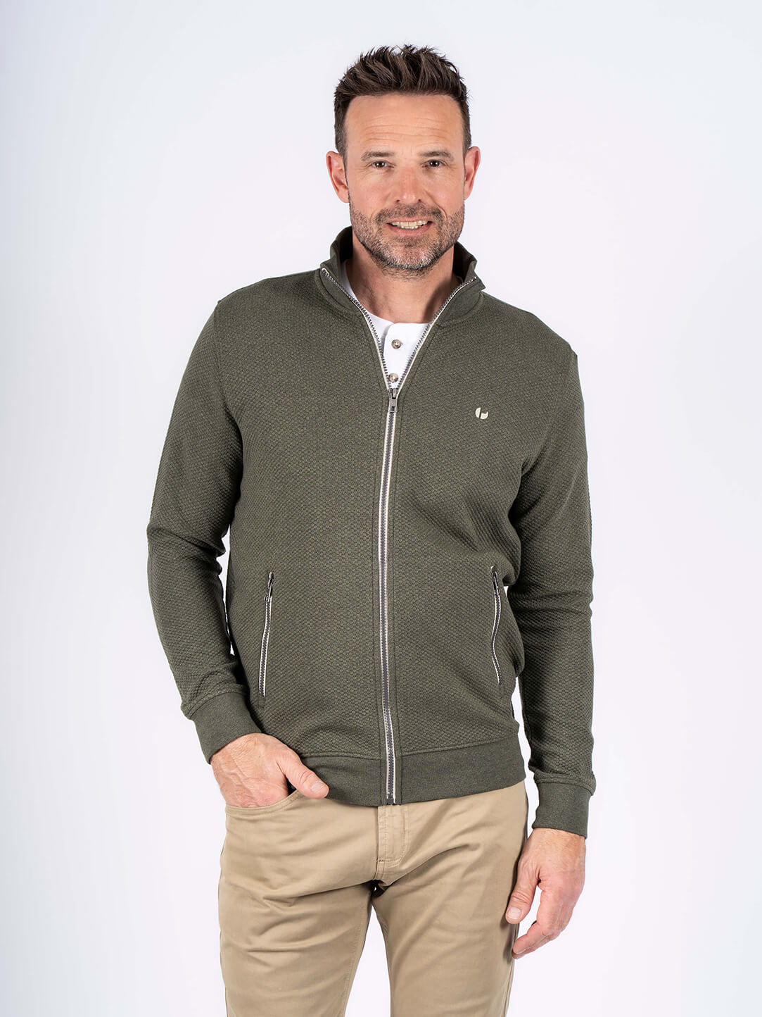 Pre End - Alf Sweat Cardigan I Army Grøn