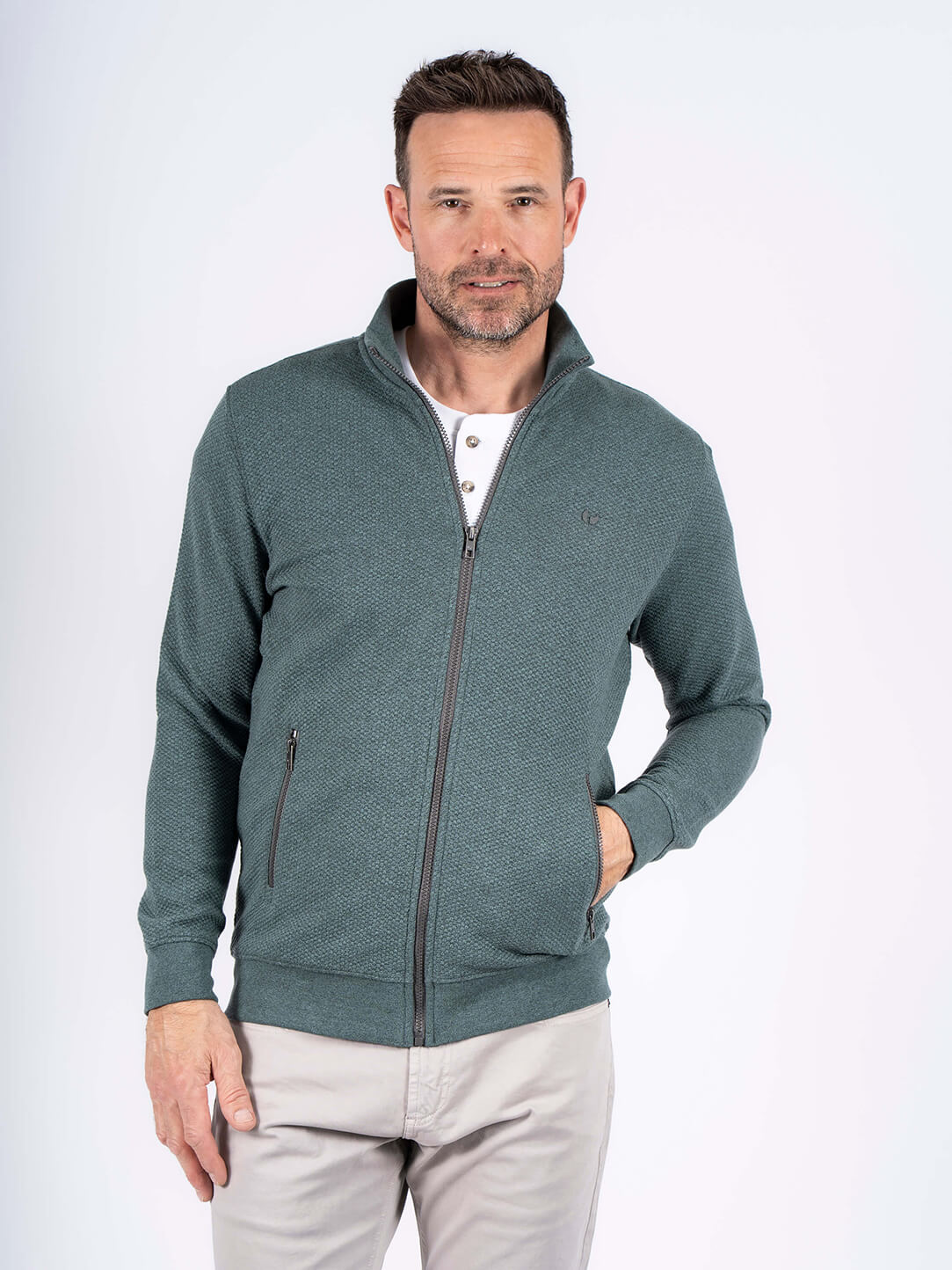 Pre End - Alf Sweat Cardigan I Blå Grøn