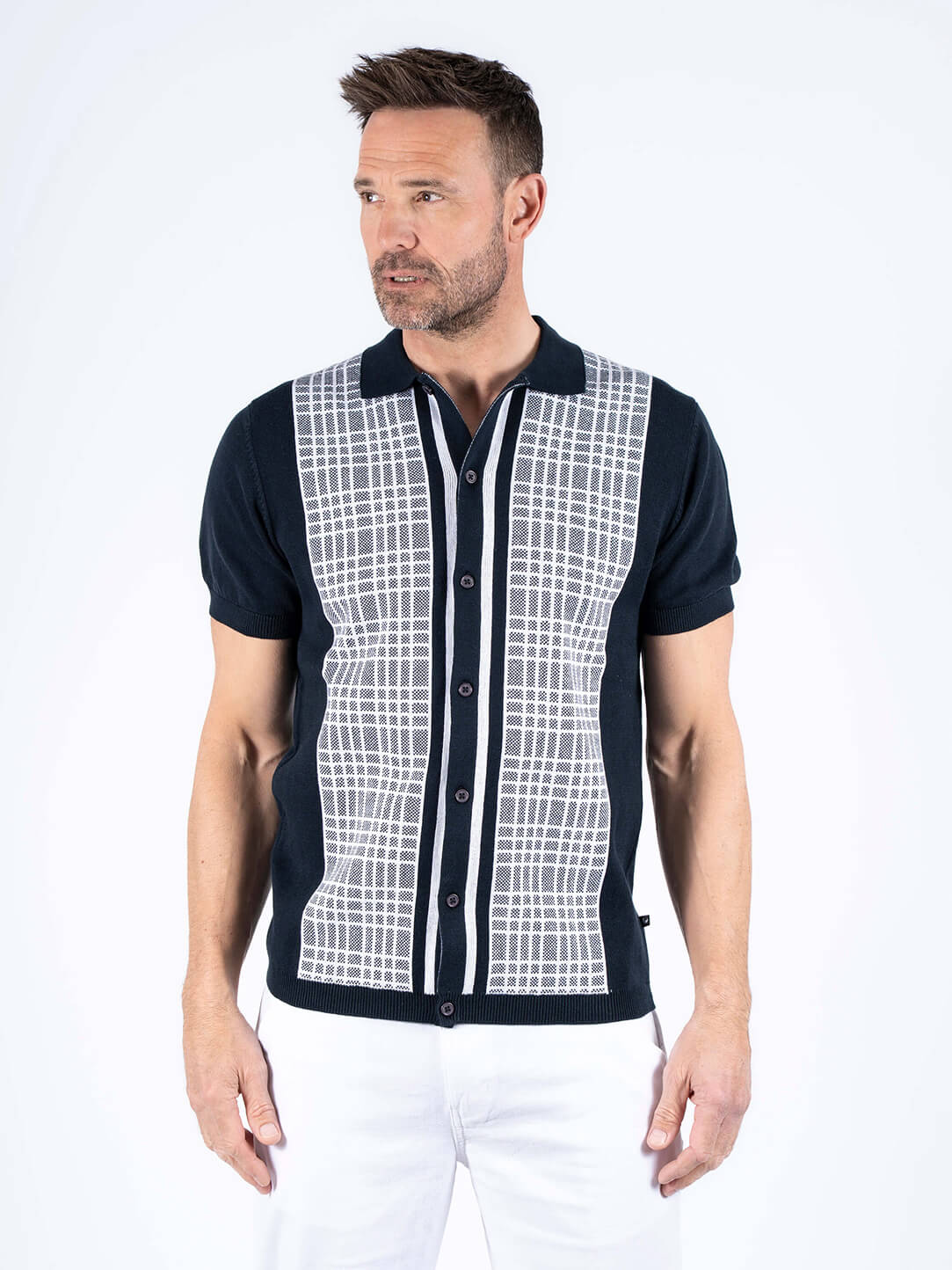 Pre End - Valde Strik Polo Med Tern I Navy