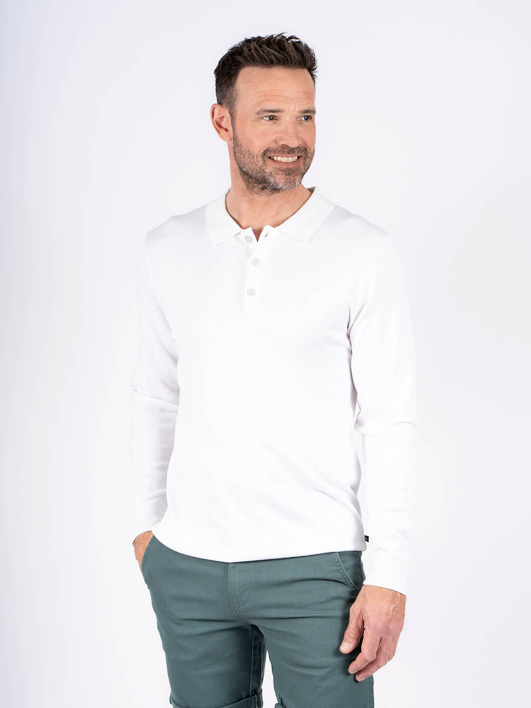 Pre End - Sydney Viscose Polo Langærmet I Hvid