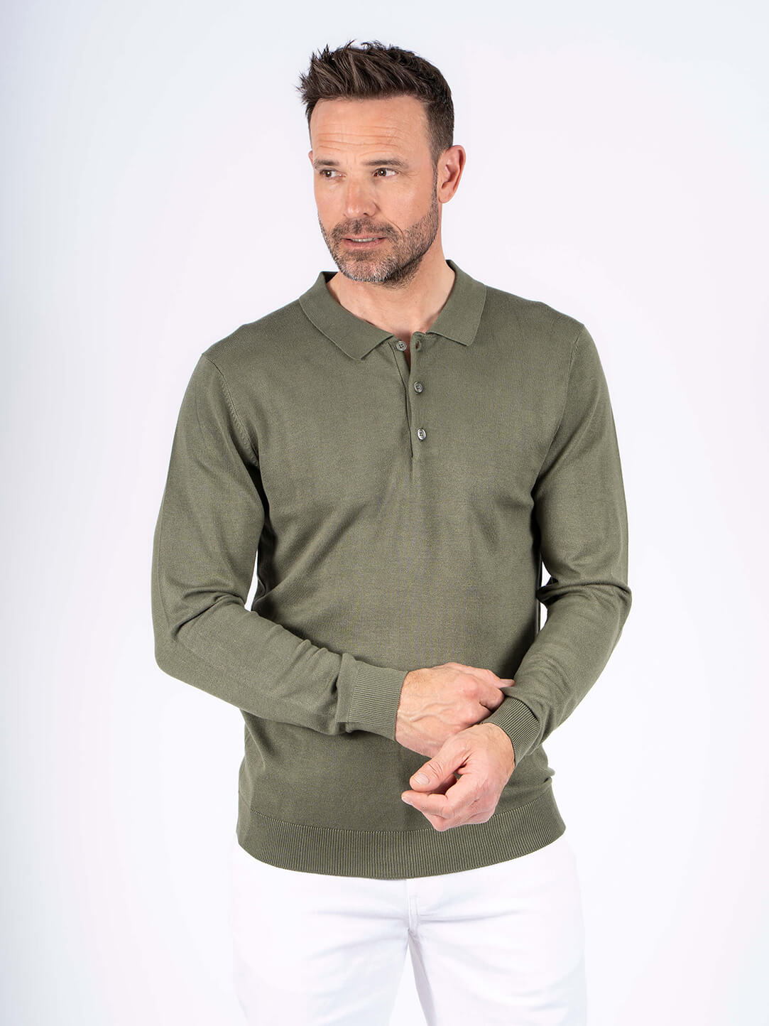 Pre End - Sydney Viscose Polo Langærmet I Army Grøn