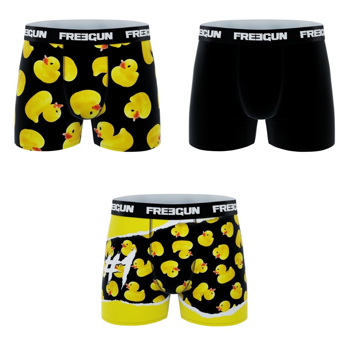 3-pack Microfiber Boxershorts - 2x Gummiand Mønster Og 1x Sort - Freegun