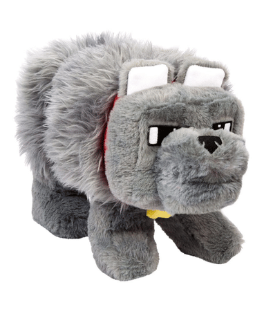 Minecraft Grå Ulv Bamse 20 Cm - Med Lyd