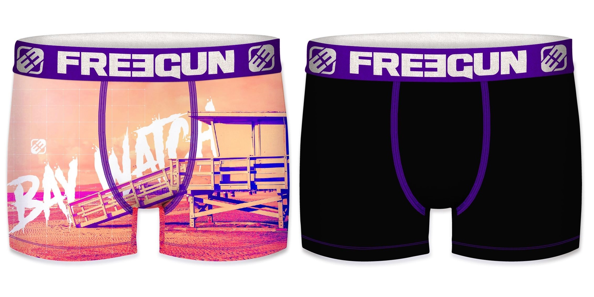 2-pack Microfiber Boxershorts - 1x Bay Watch Og 1x Sort - Freegun