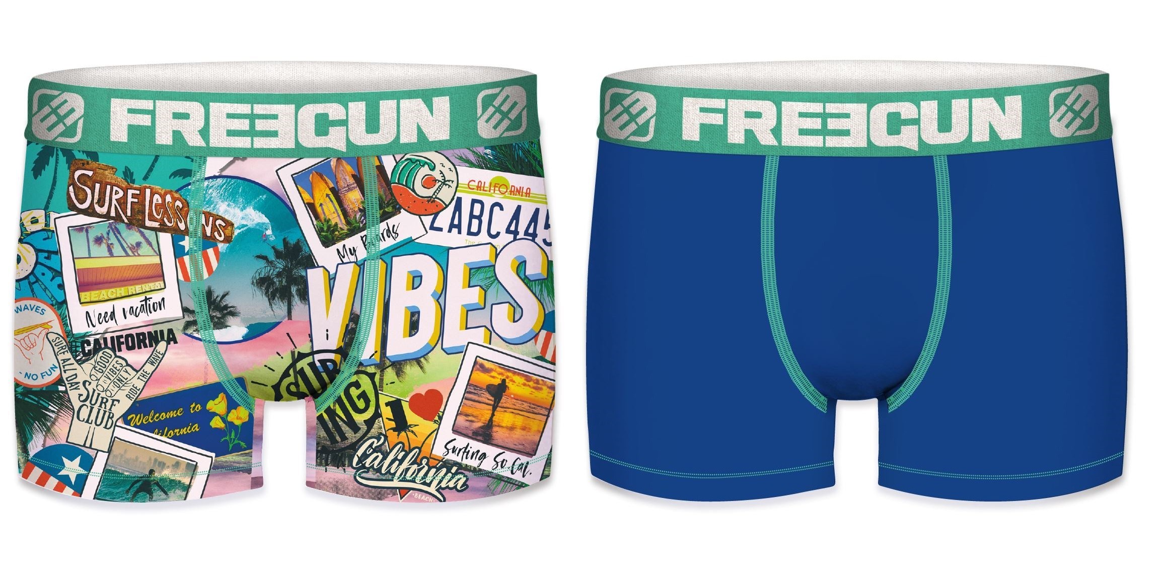 2-pack Microfiber Boxershorts - 1x California Vibes Og 1x Blå - Freegun