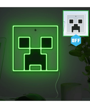 Minecraft Creeper Neon Led Væglampe