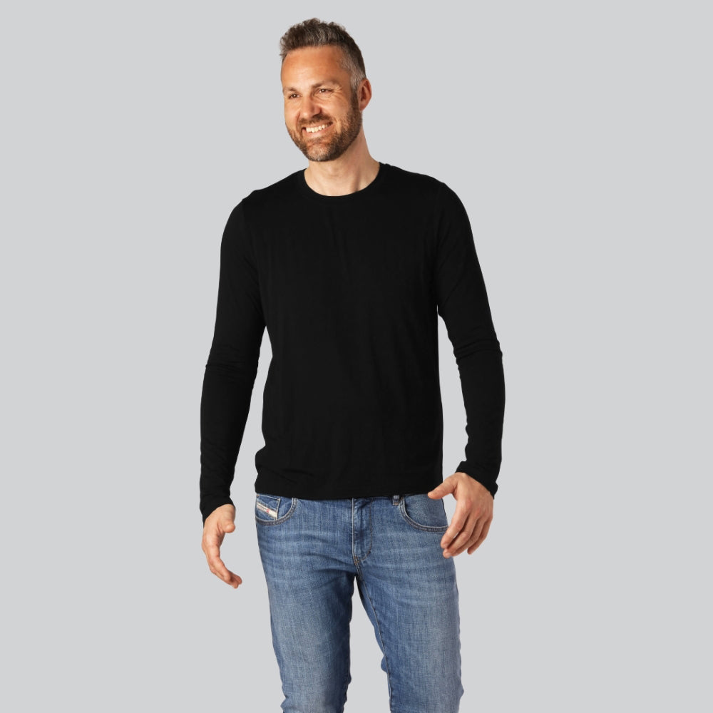 Bambus Langærmet T-shirt I Sort Til Mænd