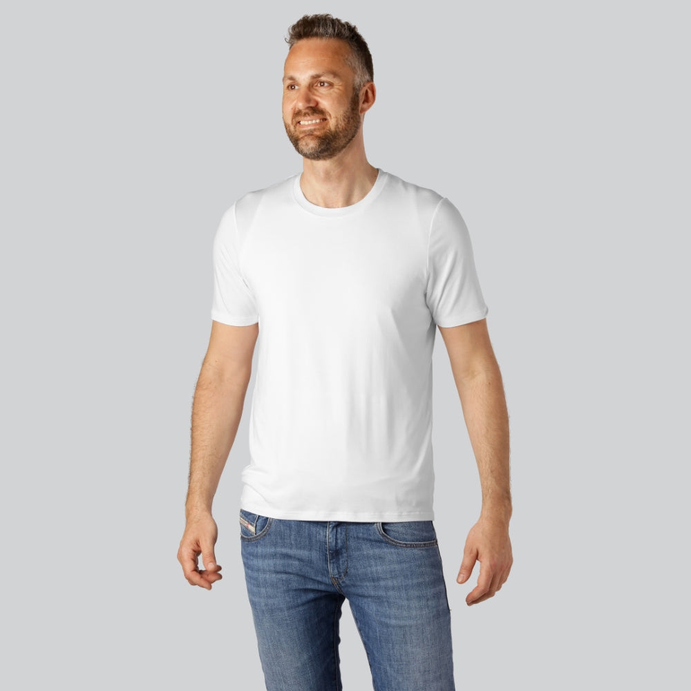 Bambus T-shirt O-hals I Hvid Til Mænd